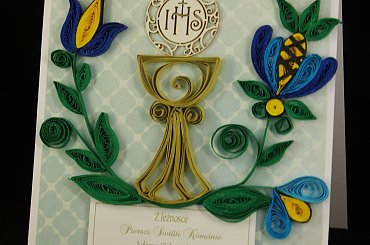 komunia #kartka #kaszubska #quilling #ręcznie robiona #steresa #rumia